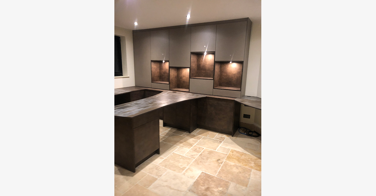 bespoke modern grey and bronze study